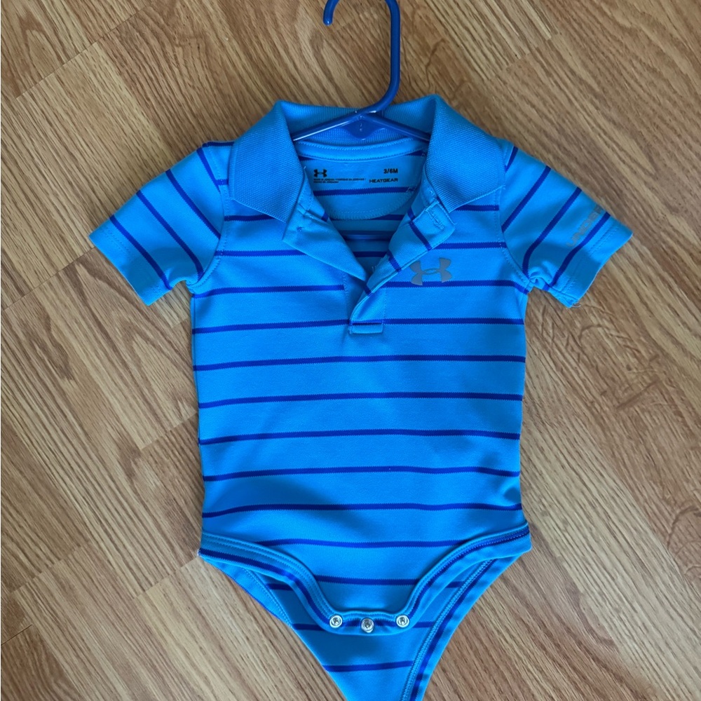 Under Armour Blue Striped Bodysuit Polo Style